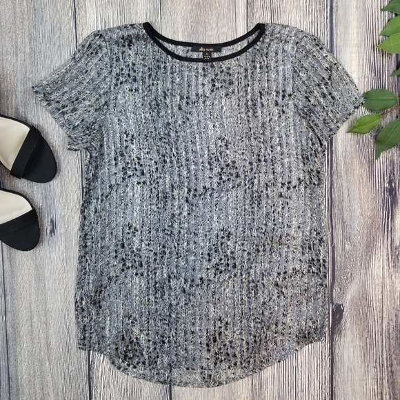 Ella Moss Lynx Sheer Metallic Animal Print Blouse - Picture 2 of 10